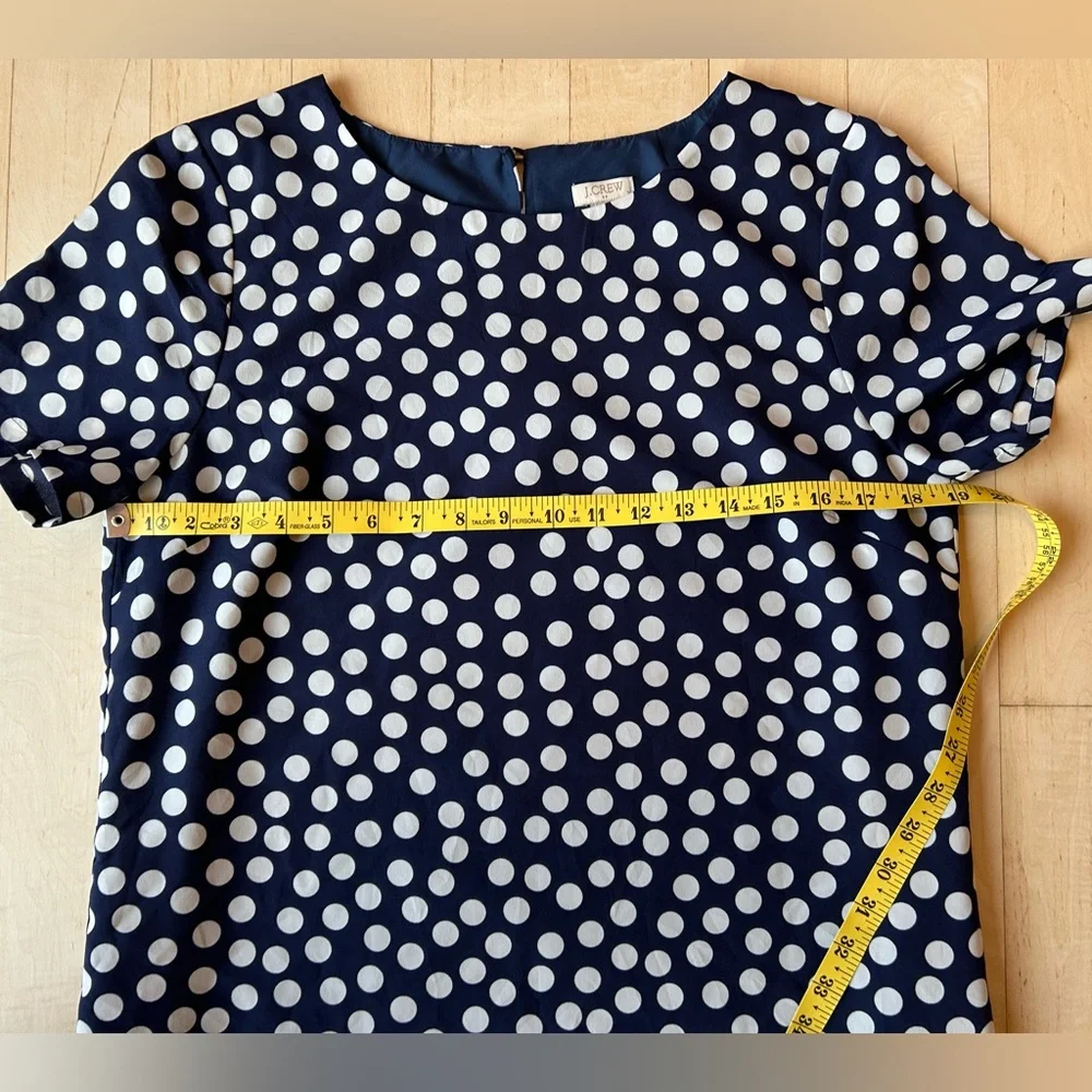 J. Crew Women’s Printed Short Sleeve Gallery Dress in Navy Small Dot Size 10